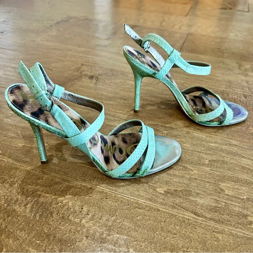 Sam Edelman Women’s Abbott Snakeskin Print High Heel Blue Size 8 Used Girly